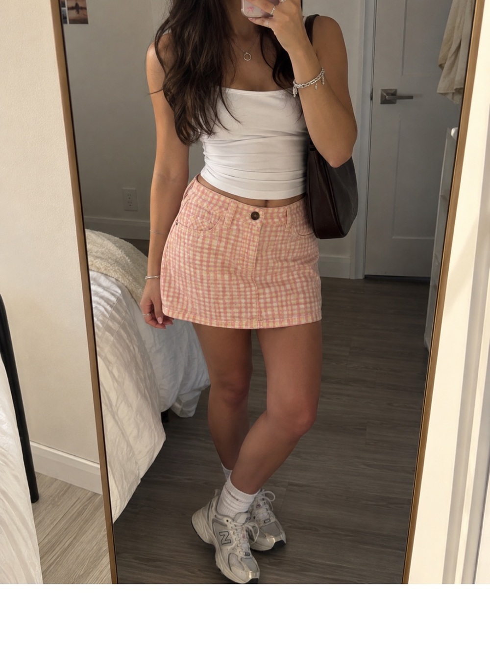 Twil Pink Gingham Skirt